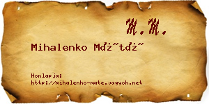 Mihalenko Máté névjegykártya